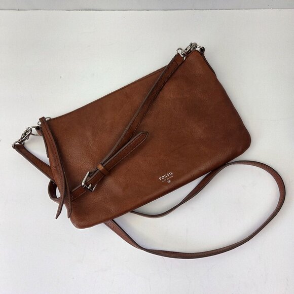 Fossil Sydney Brown Leather Crossbody Bag - Picture 1 of 16